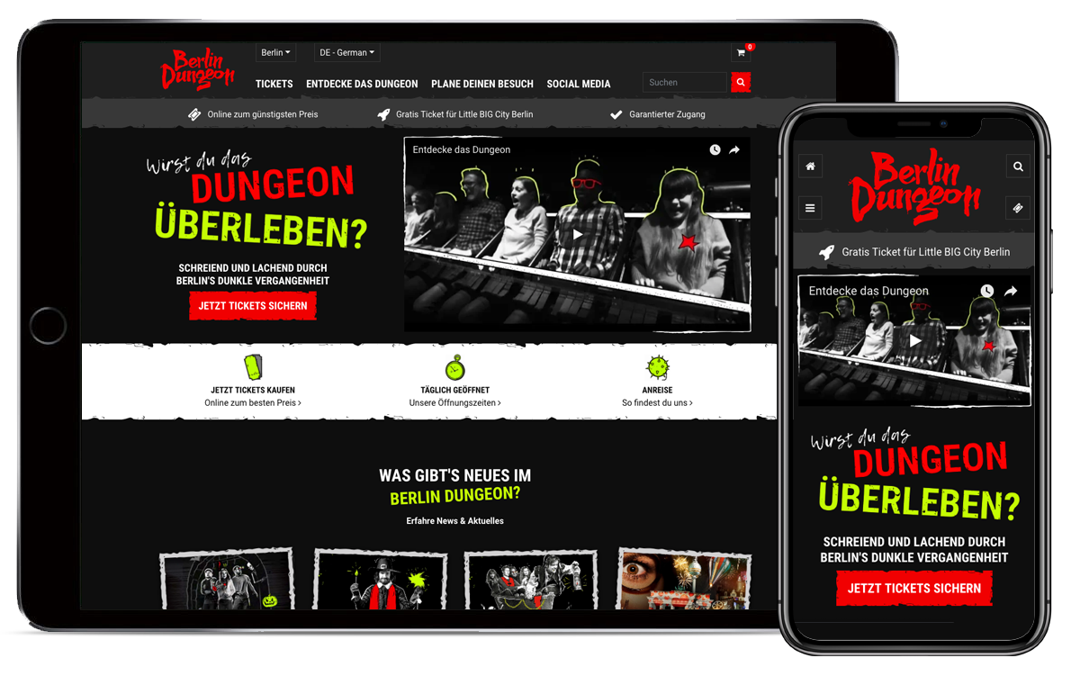Website for the Dungeons, a tourist attraction